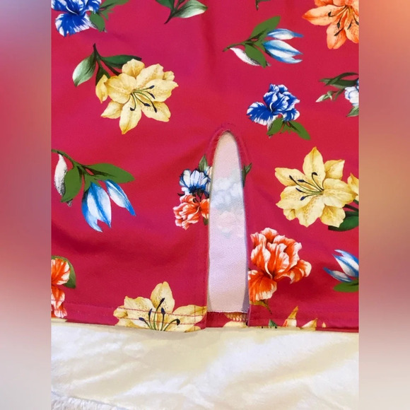 PrettyLittleThing Pink Floral MIDI Skirt Size 18 - Picture 5 of 5